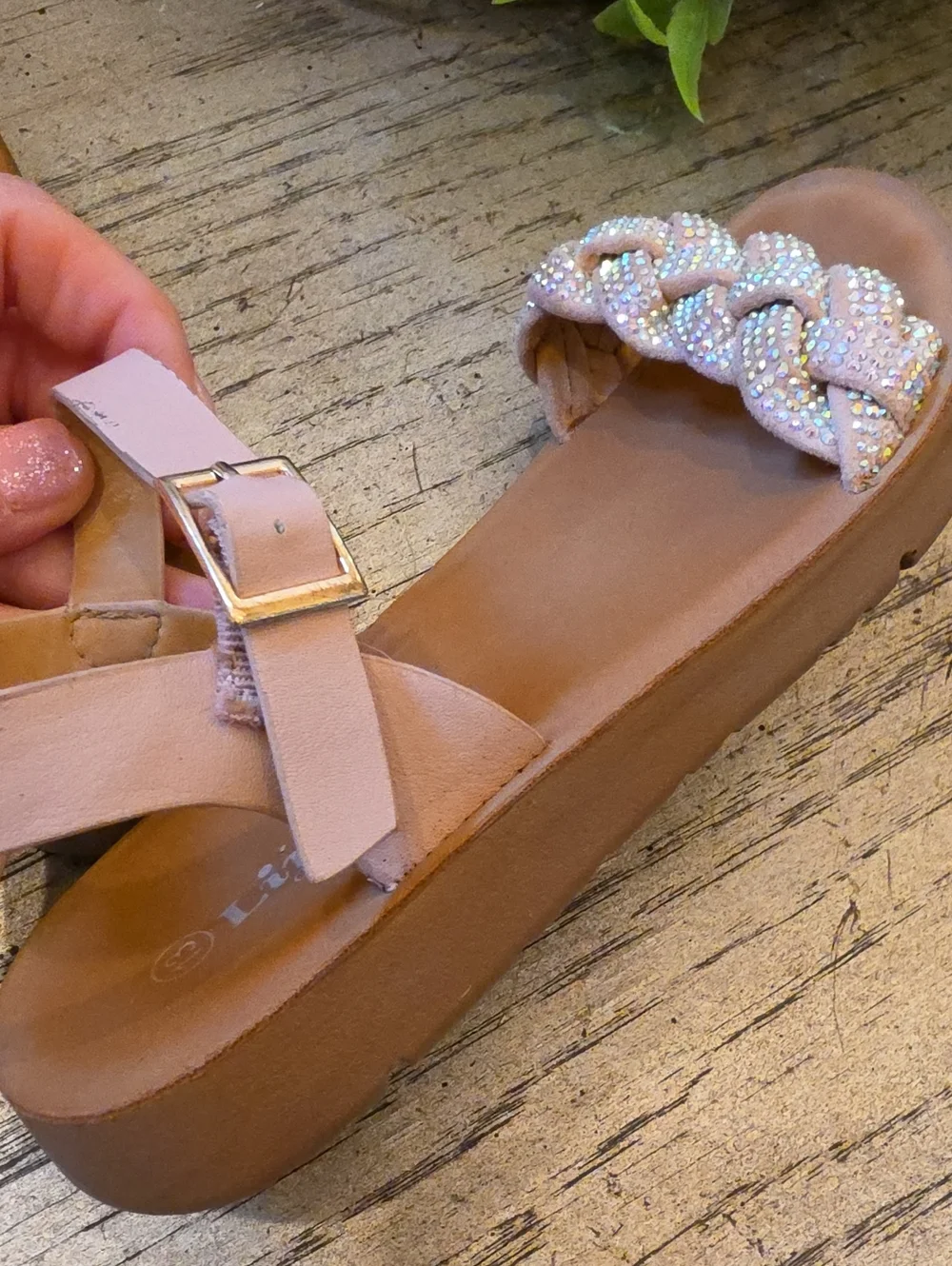 Braided Bead Pink Sandals Size 13